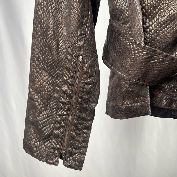 Yansi‎ Fugel Cotton Blend Animal Print Textured Jacket in Brown Size Medium - Picture 9 of 10